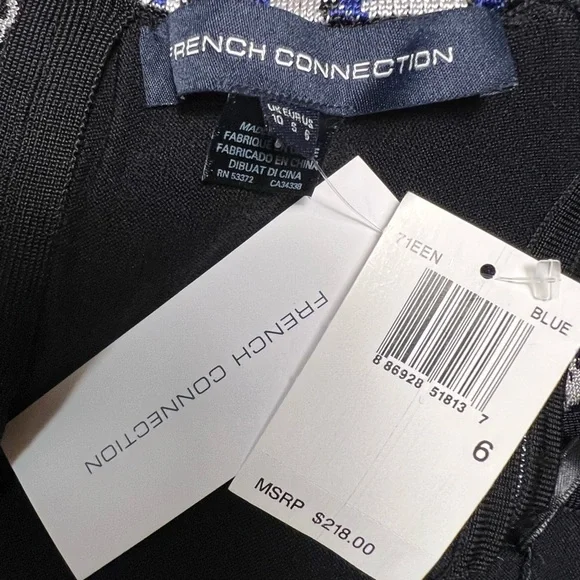 French Connection | NWT Blue Spotlight Sleeveless Snake-Print Dress Sz 6 - Picture 9 of 10